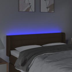 Tête de lit à LED Marron foncé 147x16x78/88 cm Tissu 