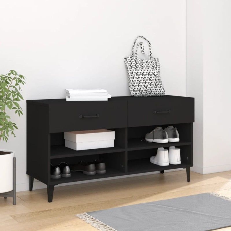 Armoire à chaussures Noir 102x35x55 cm Bois d'ingénierie Armoire à chaussures Noir 102x35x55 cm Bois d'ingénierie