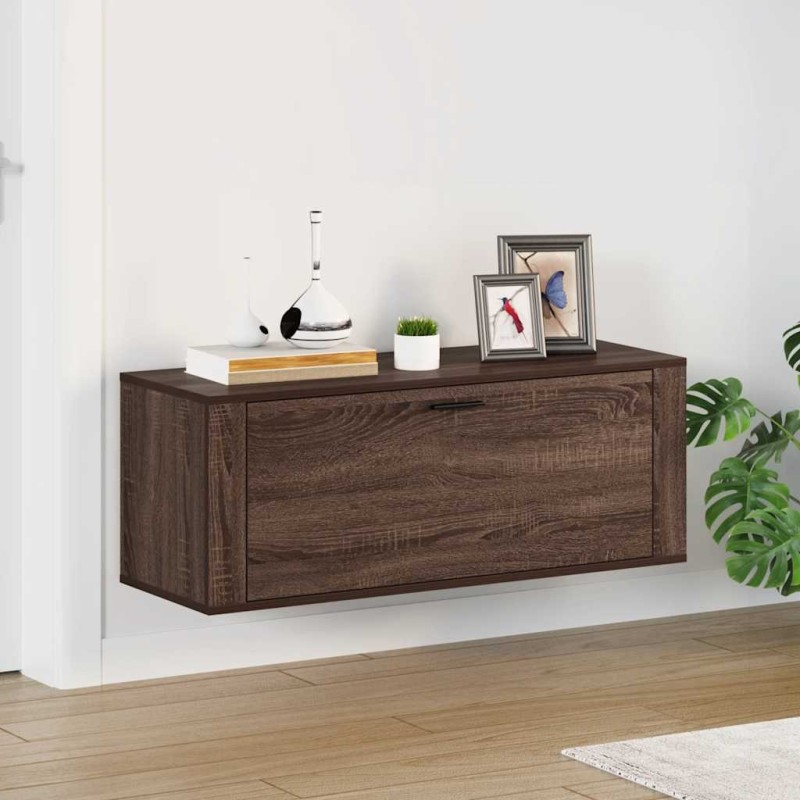 Armoire à chaussures murale Chêne marron 100x35x38 cm 