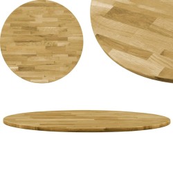 Dessus de table Bois de chêne massif Rond 23 mm 600 mm  