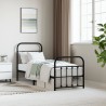 Cadre de lit métal sans matelas avec pied de lit noir 75x190 cm 