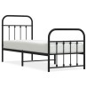 Cadre de lit métal sans matelas avec pied de lit noir 75x190 cm 