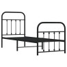 Cadre de lit métal sans matelas avec pied de lit noir 75x190 cm 