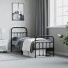 Cadre de lit métal sans matelas avec pied de lit noir 75x190 cm 