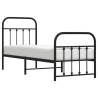 Cadre de lit métal sans matelas avec pied de lit noir 75x190 cm 