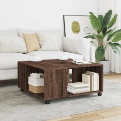 Table basse chêne marron 80x80x40 cm bois d'ingénierie 