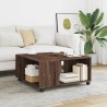 Table basse chêne marron 80x80x40 cm bois d'ingénierie 