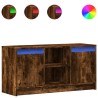 Meuble TV avec LED chêne fumé 100x34x50 cm bois d'ingénierie 