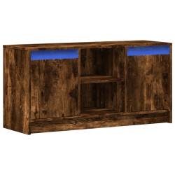 Meuble TV avec LED chêne fumé 100x34x50 cm bois d'ingénierie 