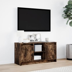 Meuble TV avec LED chêne fumé 100x34x50 cm bois d'ingénierie 