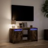 Meuble TV avec LED chêne fumé 100x34x50 cm bois d'ingénierie 