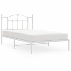 Cadre de lit métal sans matelas et tête de lit blanc 107x203 cm 