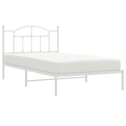 Cadre de lit métal sans matelas et tête de lit blanc 107x203 cm 