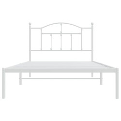 Cadre de lit métal sans matelas et tête de lit blanc 107x203 cm 
