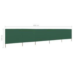 Paravent 5 panneaux Tissu 600 x 160 cm Vert 