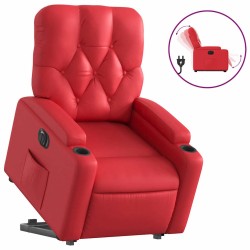 Fauteuil inclinable électrique rouge similicuir 