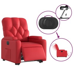 Fauteuil inclinable électrique rouge similicuir 