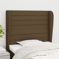 Tête de lit avec oreilles Marron foncé 93x23x118/128 cm Tissu 