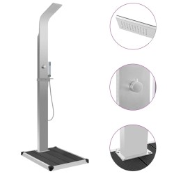 Douche d'extérieur avec receveur de douche WPC Acier inoxydable 