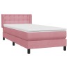 Sommier à lattes de lit avec matelas rose 80x220 cm velours 