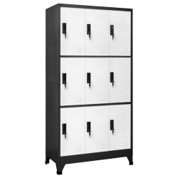 Armoire à casiers Anthracite et blanc 90x45x180 cm Acier 