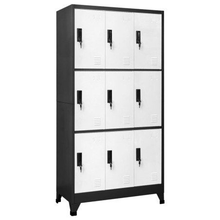 Armoire à casiers Anthracite et blanc 90x45x180 cm Acier 