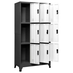 Armoire à casiers Anthracite et blanc 90x45x180 cm Acier 