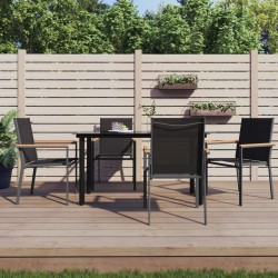 Ensemble à manger de jardin 5 pcs noir textilène et acier 