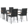 Ensemble à manger de jardin 5 pcs noir textilène et acier 