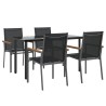 Ensemble à manger de jardin 5 pcs noir textilène et acier 