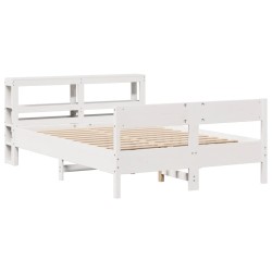 Cadre de lit sans matelas blanc 160x200 cm bois de pin massif 