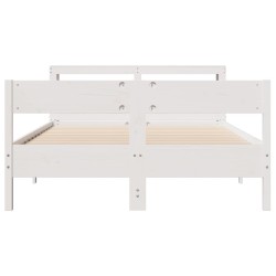 Cadre de lit sans matelas blanc 160x200 cm bois de pin massif 