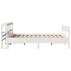 Cadre de lit sans matelas blanc 160x200 cm bois de pin massif 