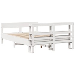 Cadre de lit sans matelas blanc 160x200 cm bois de pin massif 