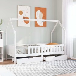 Cadre de lit enfants avec tiroirs sans matelas 90x200 cm bois 