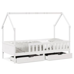 Cadre de lit enfants avec tiroirs sans matelas 90x200 cm bois 