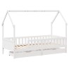 Cadre de lit enfants avec tiroirs sans matelas 90x200 cm bois 