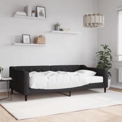 Lit de jour avec matelas noir 100x200 cm tissu 