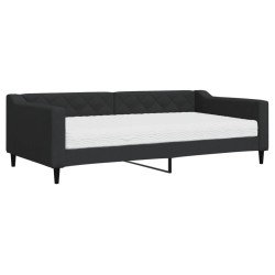 Lit de jour avec matelas noir 100x200 cm tissu 