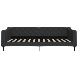 Lit de jour avec matelas noir 100x200 cm tissu 