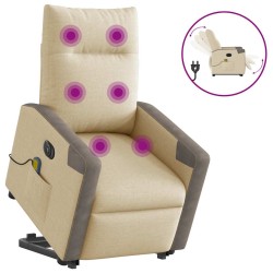 Fauteuil inclinable de massage électrique Crème Tissu 