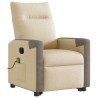 Fauteuil inclinable de massage électrique Crème Tissu 