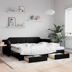 Lit de jour avec gigogne et tiroirs sans matelas noir 100x200cm 