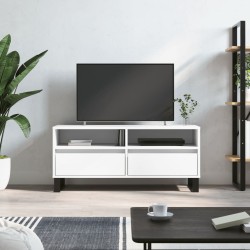 Meuble TV blanc 100x34,5x44,5 cm bois d'ingénierie 