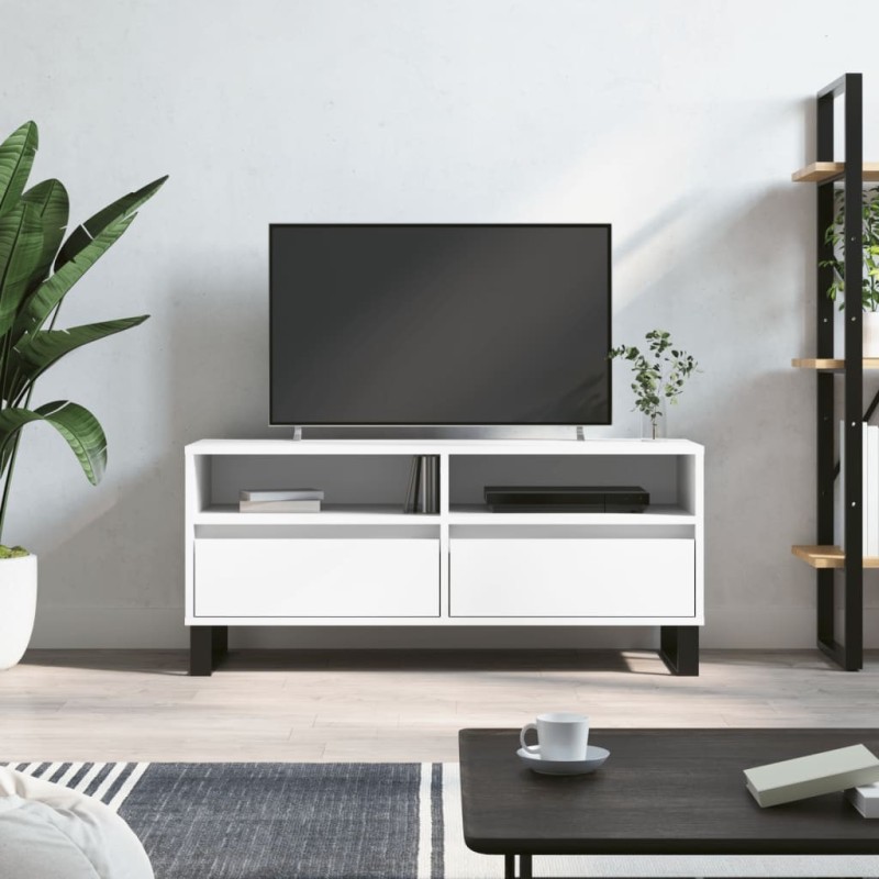 Meuble TV blanc 100x34,5x44,5 cm bois d'ingénierie Meuble TV blanc 100x34,5x44,5 cm bois d'ingénierie