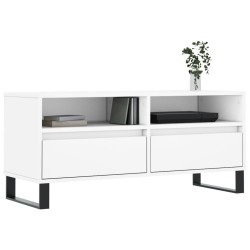 Meuble TV blanc 100x34,5x44,5 cm bois d'ingénierie 