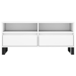 Meuble TV blanc 100x34,5x44,5 cm bois d'ingénierie 