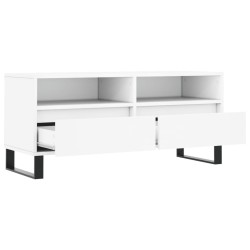 Meuble TV blanc 100x34,5x44,5 cm bois d'ingénierie 
