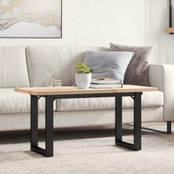 Table basse cadre en O 100x50x45,5 cm bois de pin massif acier 
