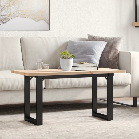 Table basse cadre en O 100x50x45,5 cm bois de pin massif acier 